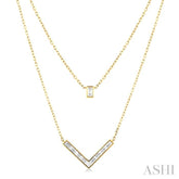 1/2 ctw Chevron Baguette and Princess Cut Diamond Layered Necklace in 14K Yellow Gold